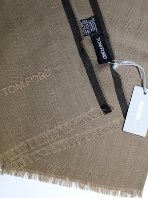 Tom Ford Scarf Olive Design Cashmere Wool Silk Shawl SALE