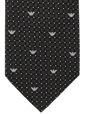 Armani Tie Gray Black Silver Logos