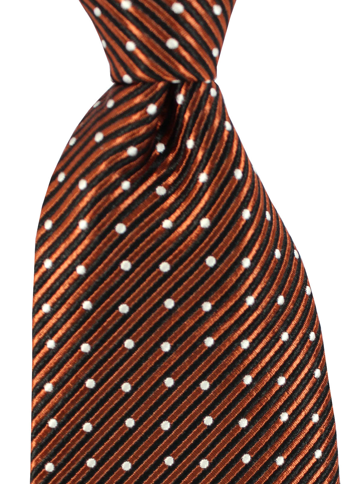 Tom Ford Tie Brown White Stripes Micro Dots Hand Made In Italy