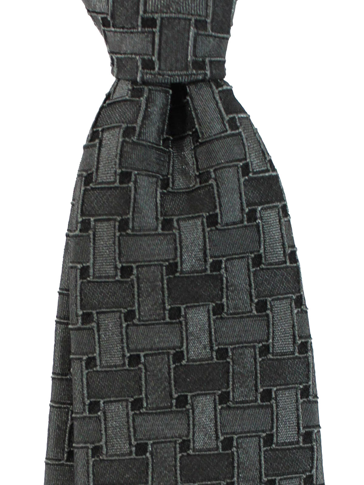 Armani Silk Tie Anthracite Gray Geometric
