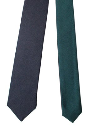 Valentino Skinny Tie - Dark Blue Solid Reversible Design SALE