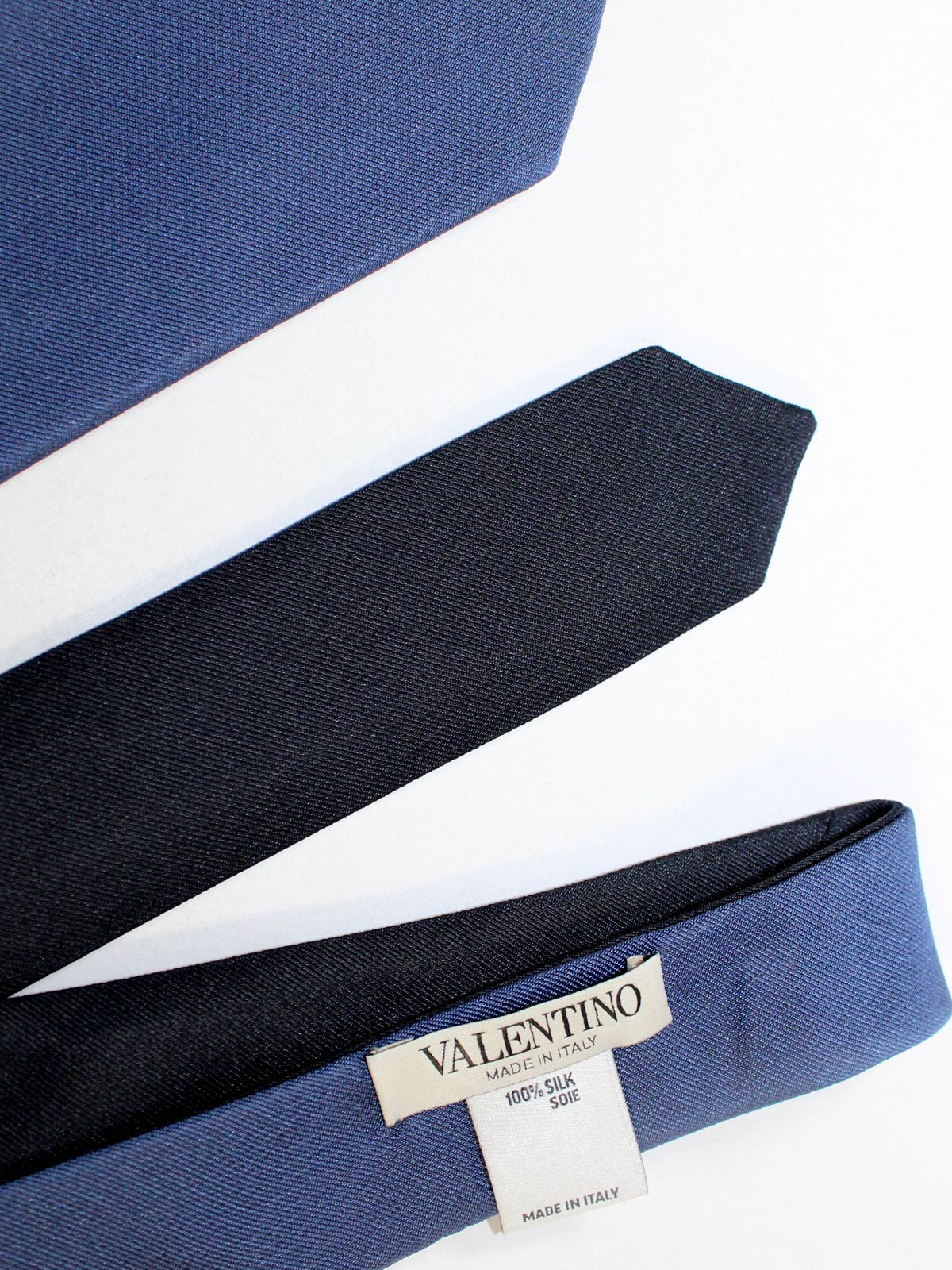 Valentino Skinny Tie - Dark Navy Solid Design Tie Deals