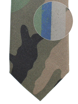 Valentino Skinny Tie - Green Taupe Metallic Blue Camouflage Stripes