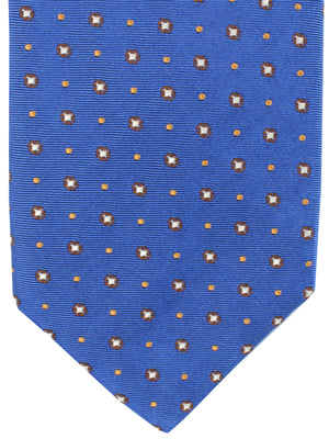 Massimo Valeri Extra Long Tie Royal Blue Brown Geometric