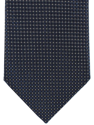 Ermenegildo Zegna Silk Necktie Black Dark Blue Silver Micro Check