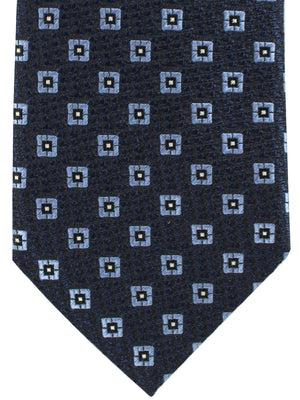 Ermenegildo Zegna Silk Necktie Navy Blue Geometric