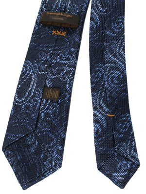 Ermenegildo Zegna Tie Couture XXX Navy Blue Oversized Paisley