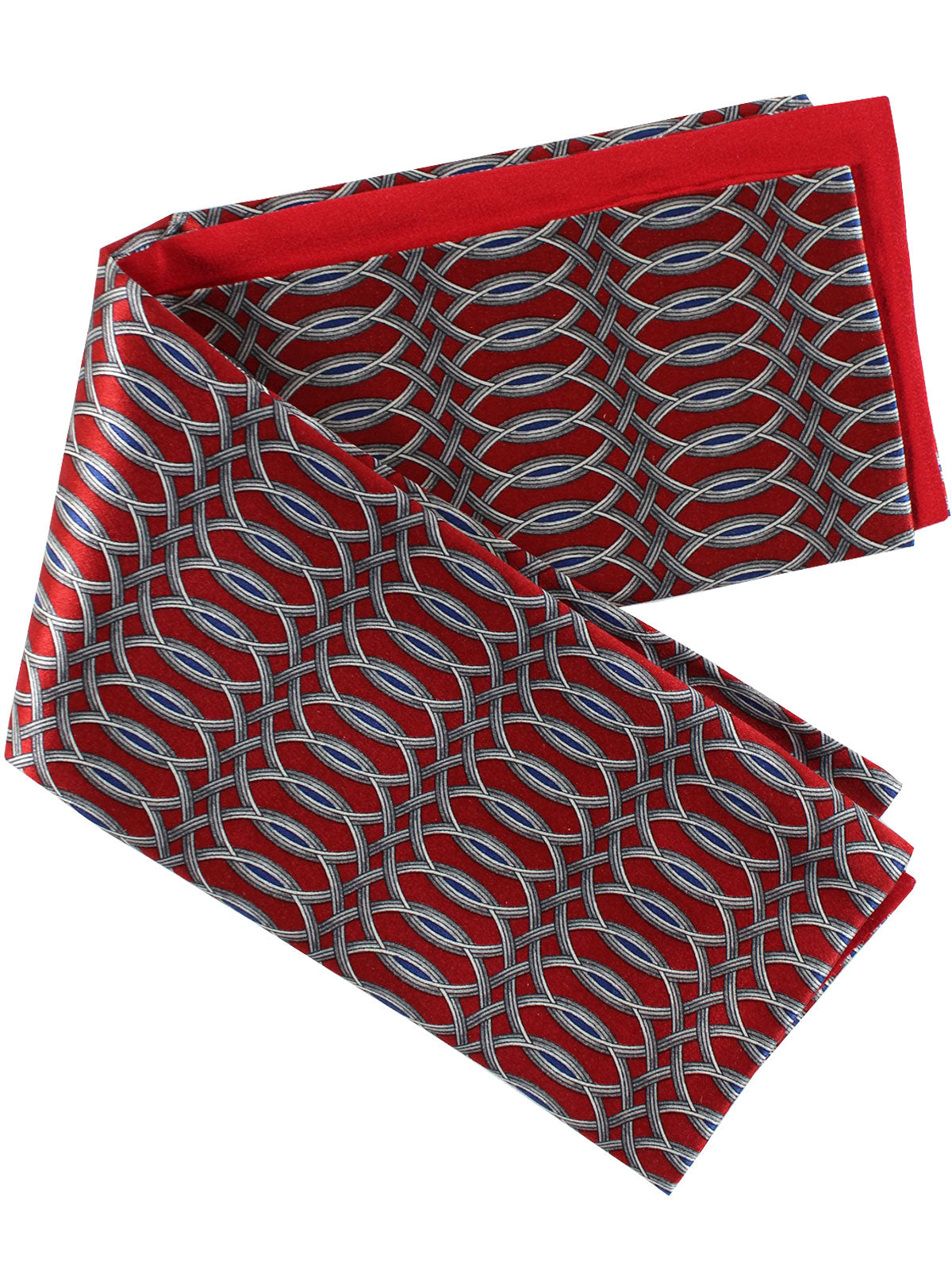 Zilli Silk Pocket Square Red Gray Maroon Geometric Design SALE