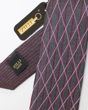 Zilli Skinny Tie Gray Pink Unique Design SALE