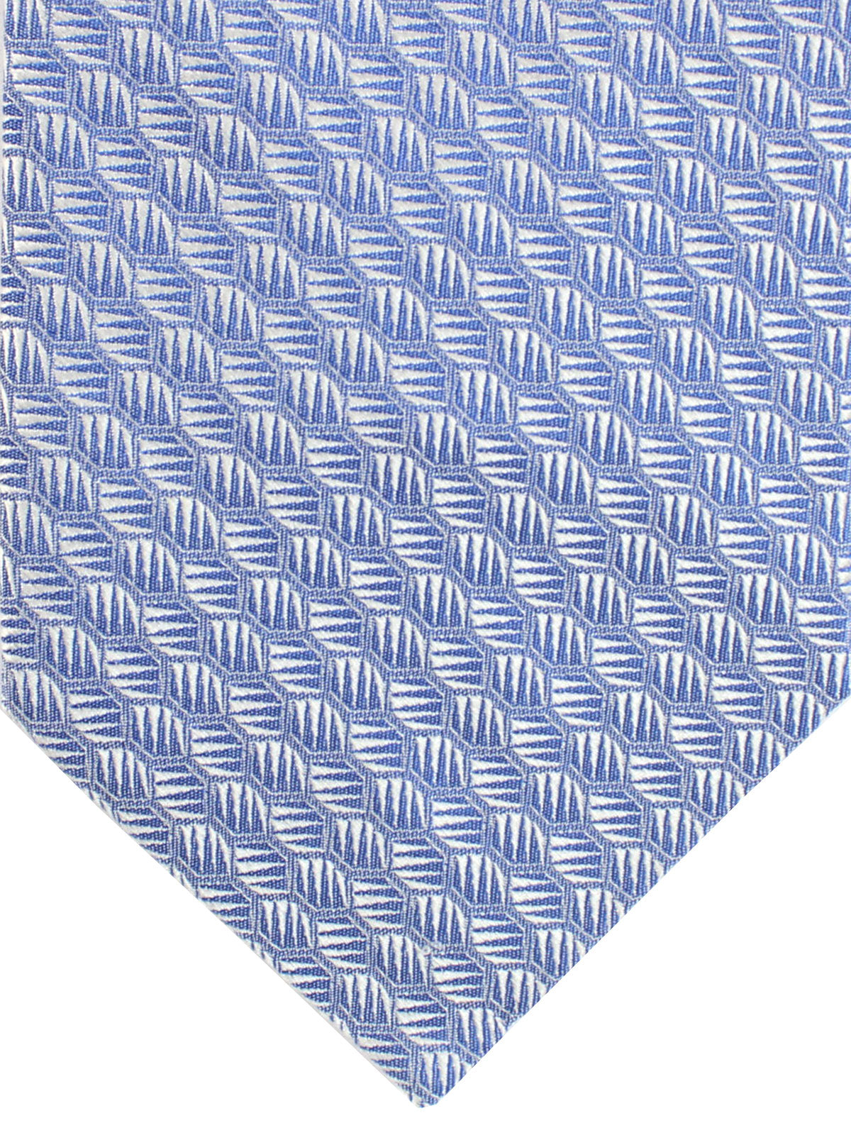 Zilli Tie Blue Silver Geometric - Wide Necktie