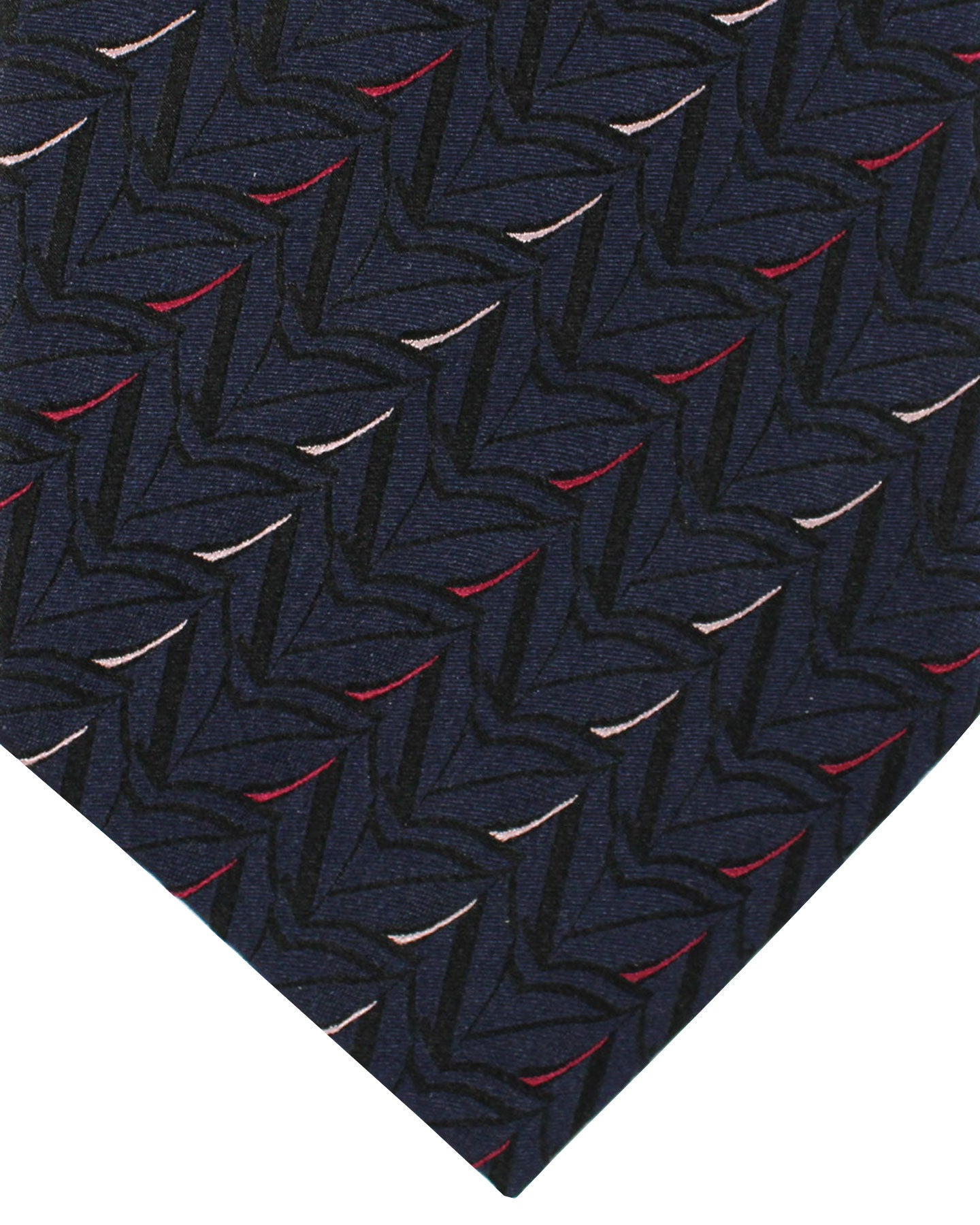 Zilli Extra Long Necktie Black Gray Red Geometric - Hand Made In Italy
