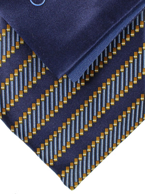 Zilli Silk Tie & Matching Pocket Square Set Purple Orange Gold Stripes
