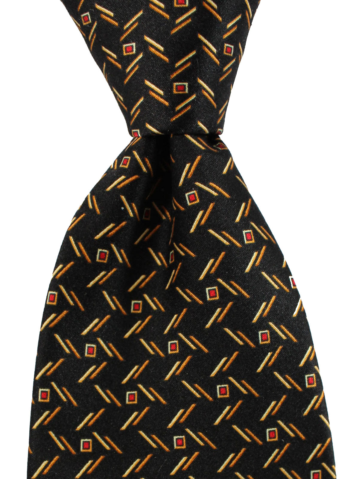 Zilli Silk Tie Black Orange Red Geometric - Wide Necktie